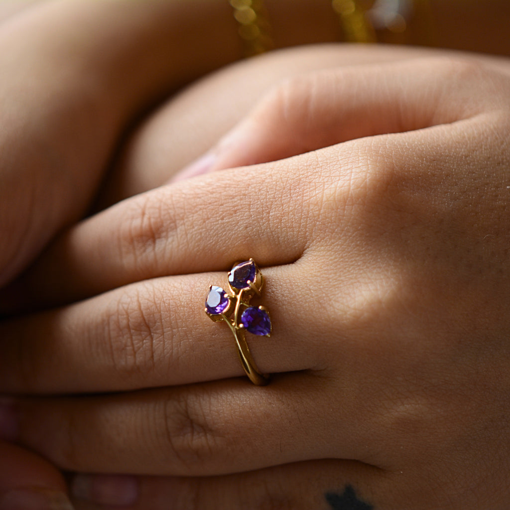 3 Amethyst Stone Ring