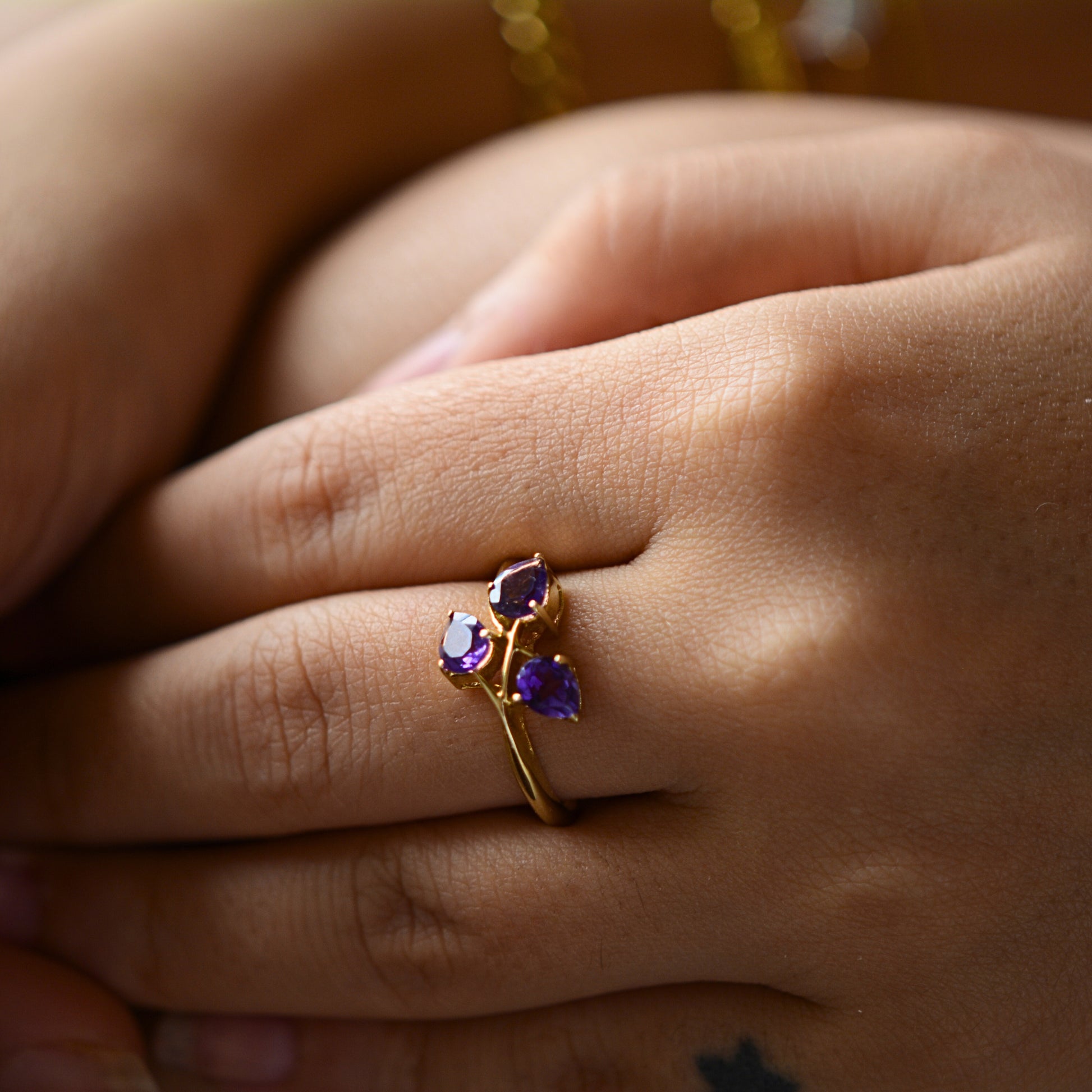 3 Amethyst Stone Ring