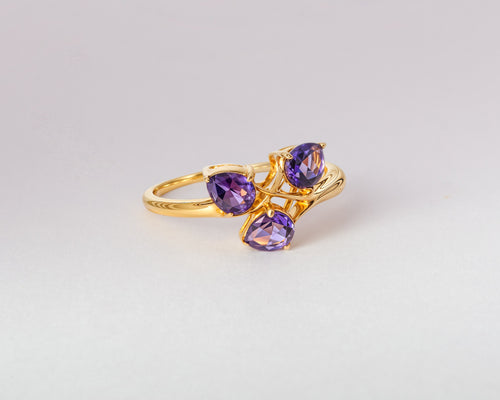 3 Amethyst Stone Ring