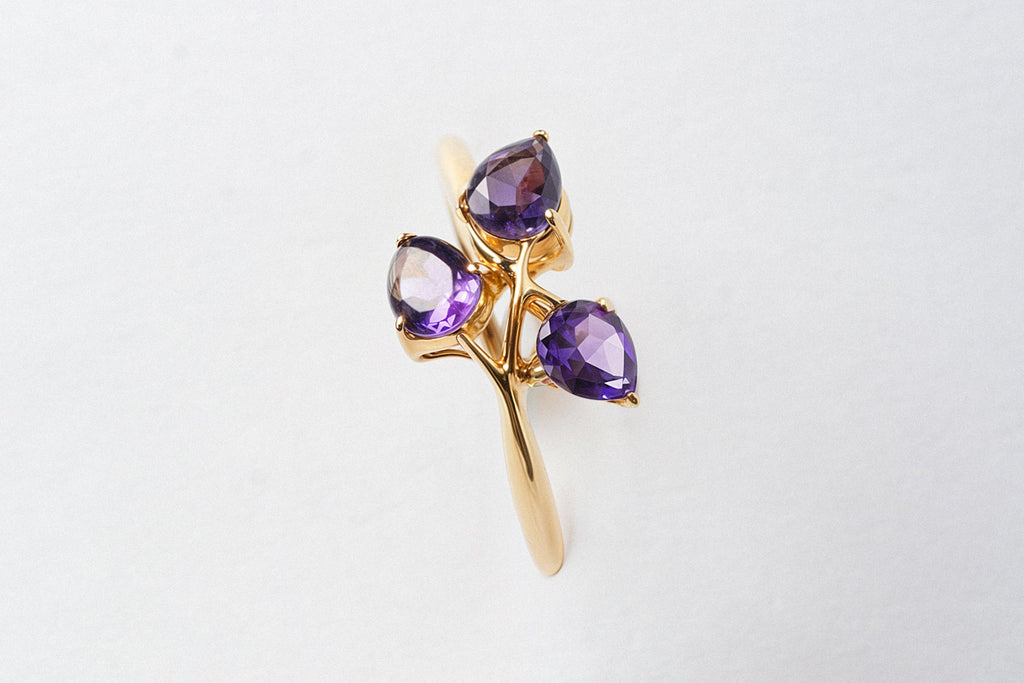 3 Amethyst Stone Ring