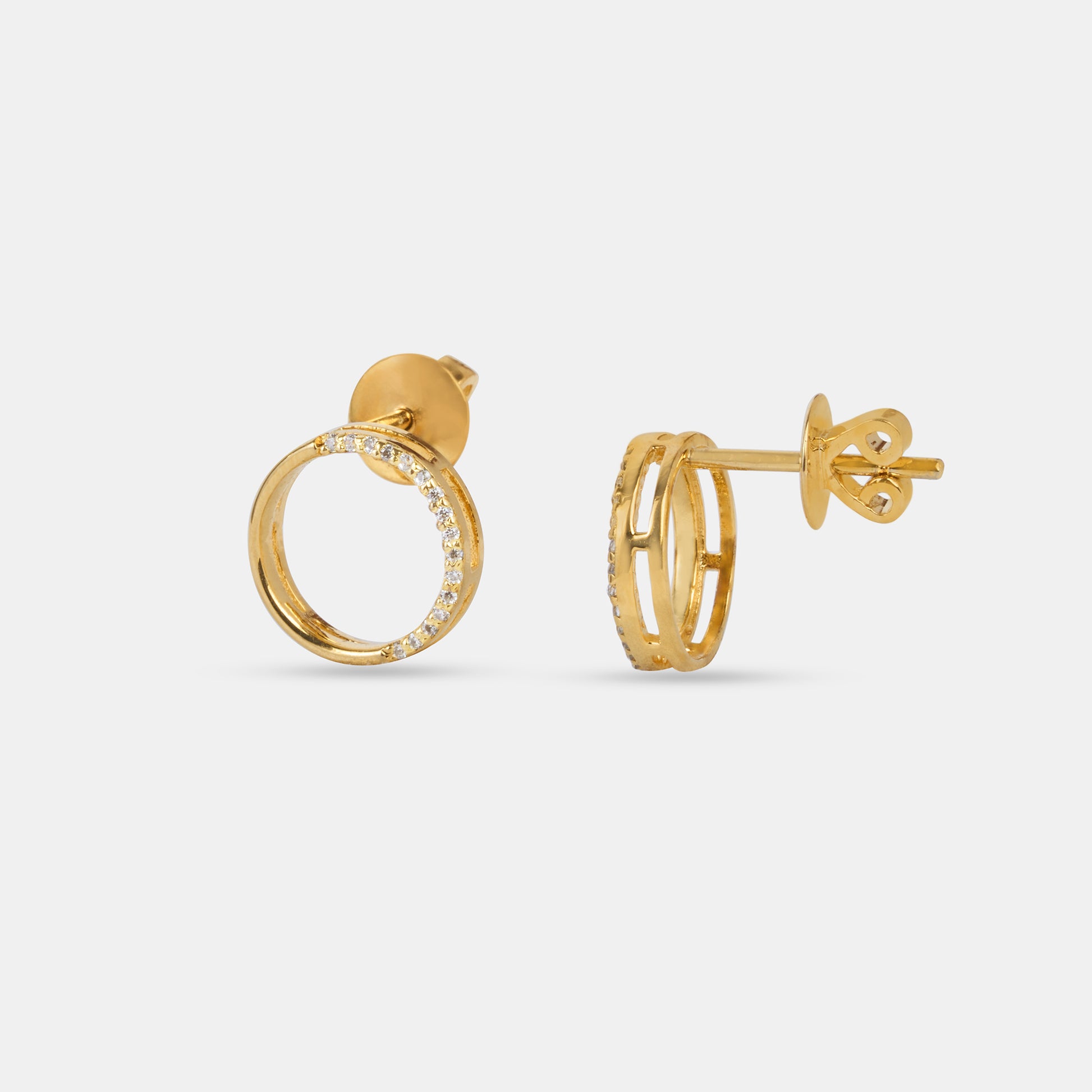 Full Moon Earrings in 92.5 sterling silver and gold polish with american diamonds