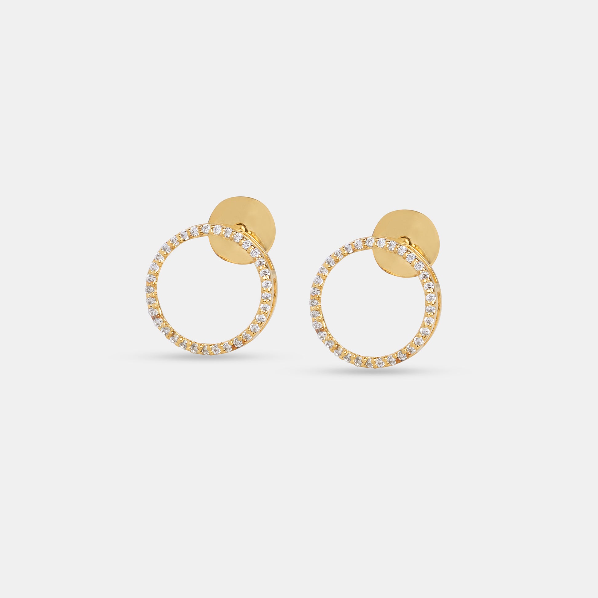Full Moon Earrings in 92.5 sterling silver and gold polish with american diamonds