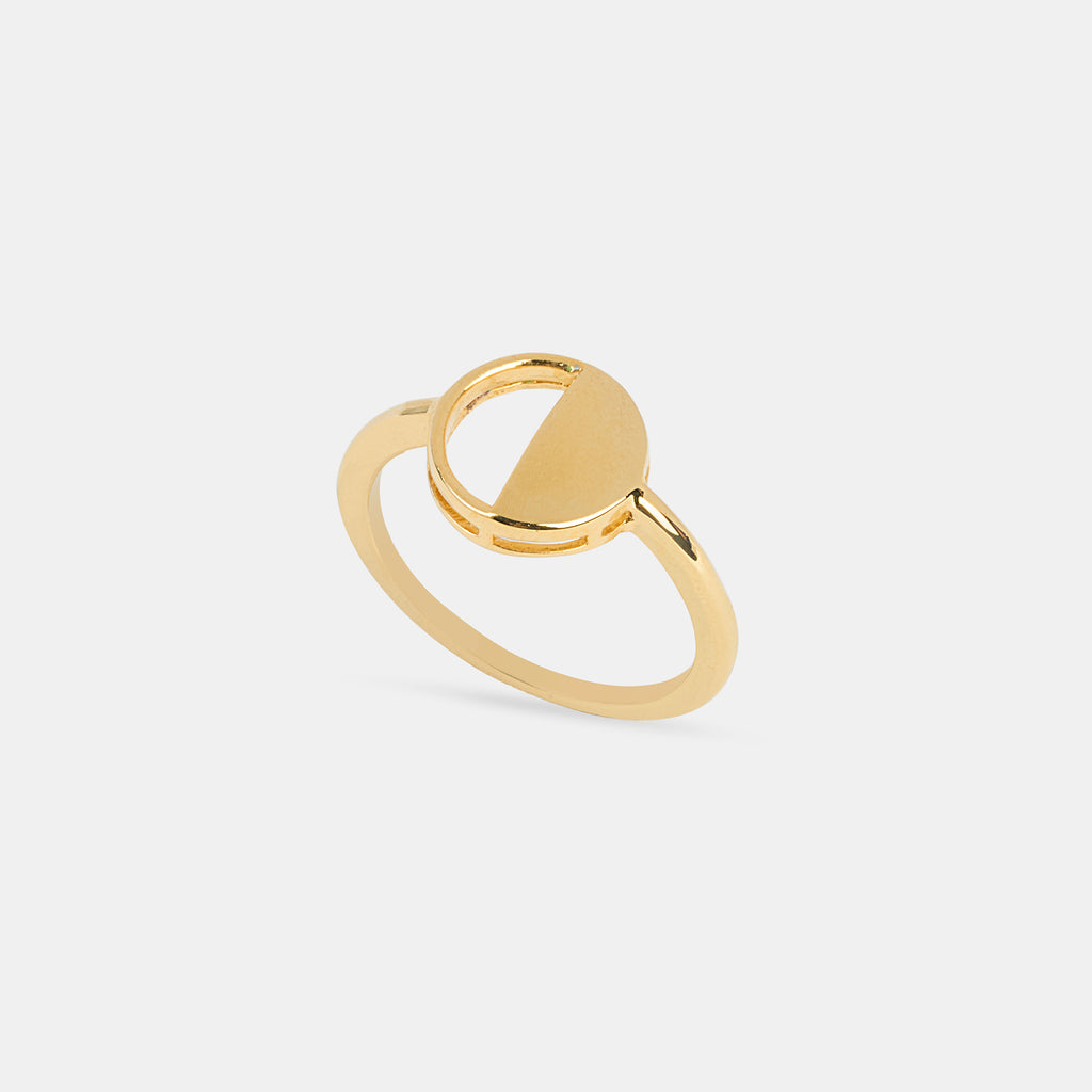 Last Quarter Ring in 92.5 Sterling Silver and high gold polish