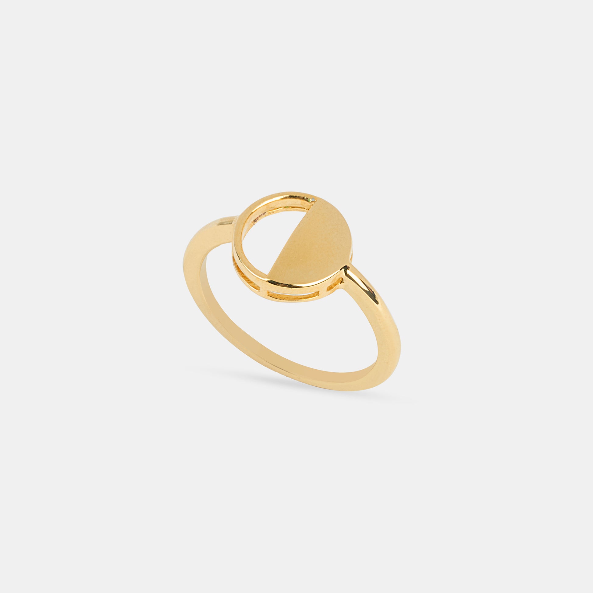 Last Quarter Ring in 92.5 Sterling Silver and high gold polish