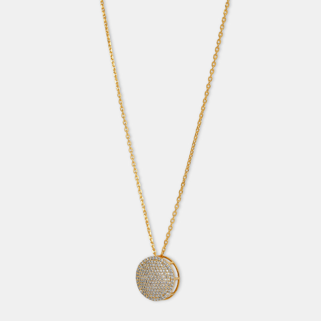 New Moon Pendant with chain in 92.5 Sterling Silver and high gold polish, featuring american diamonds