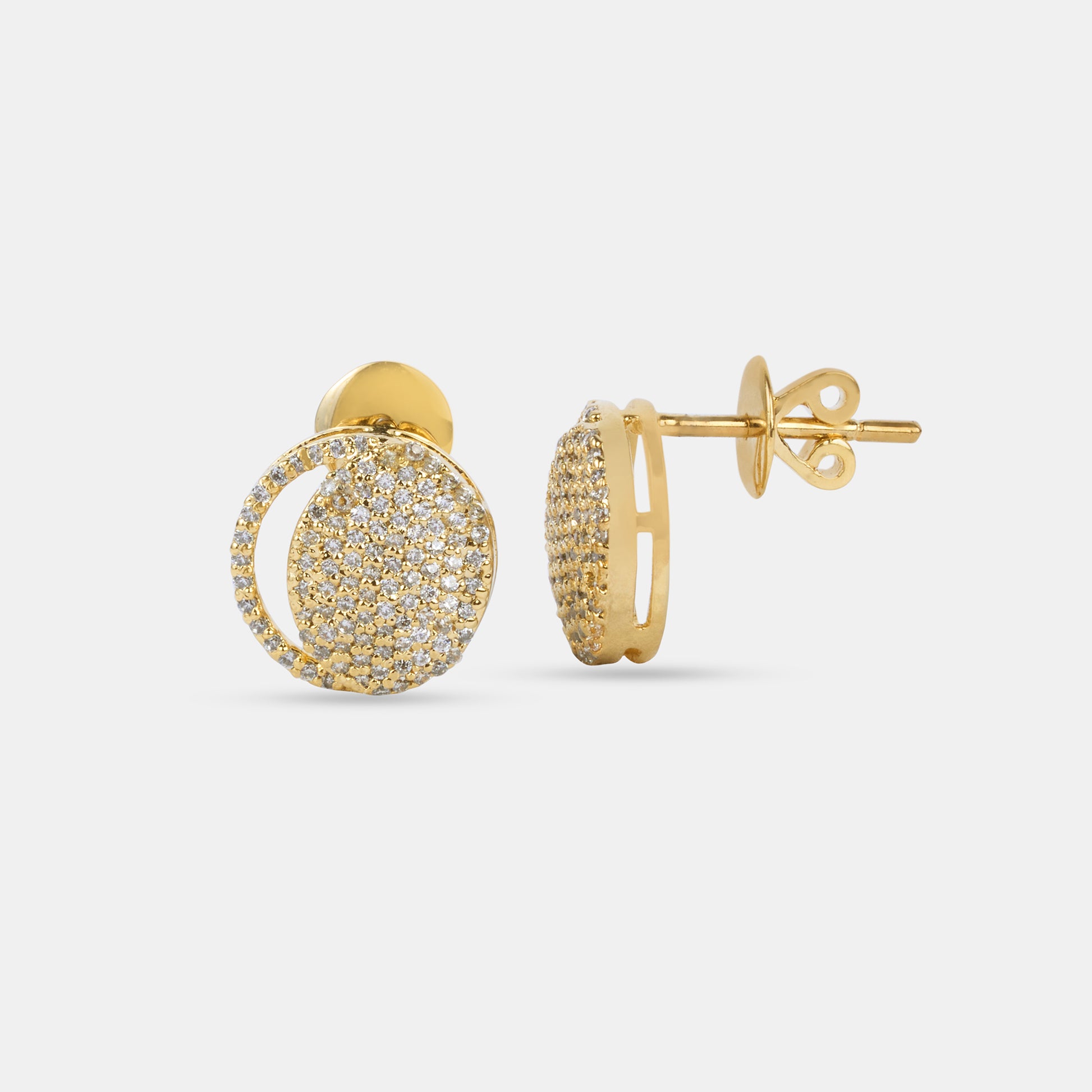 Waning Crescent Earing in 92.5 Sterling Silver and high gold polish, featuring american diamonds