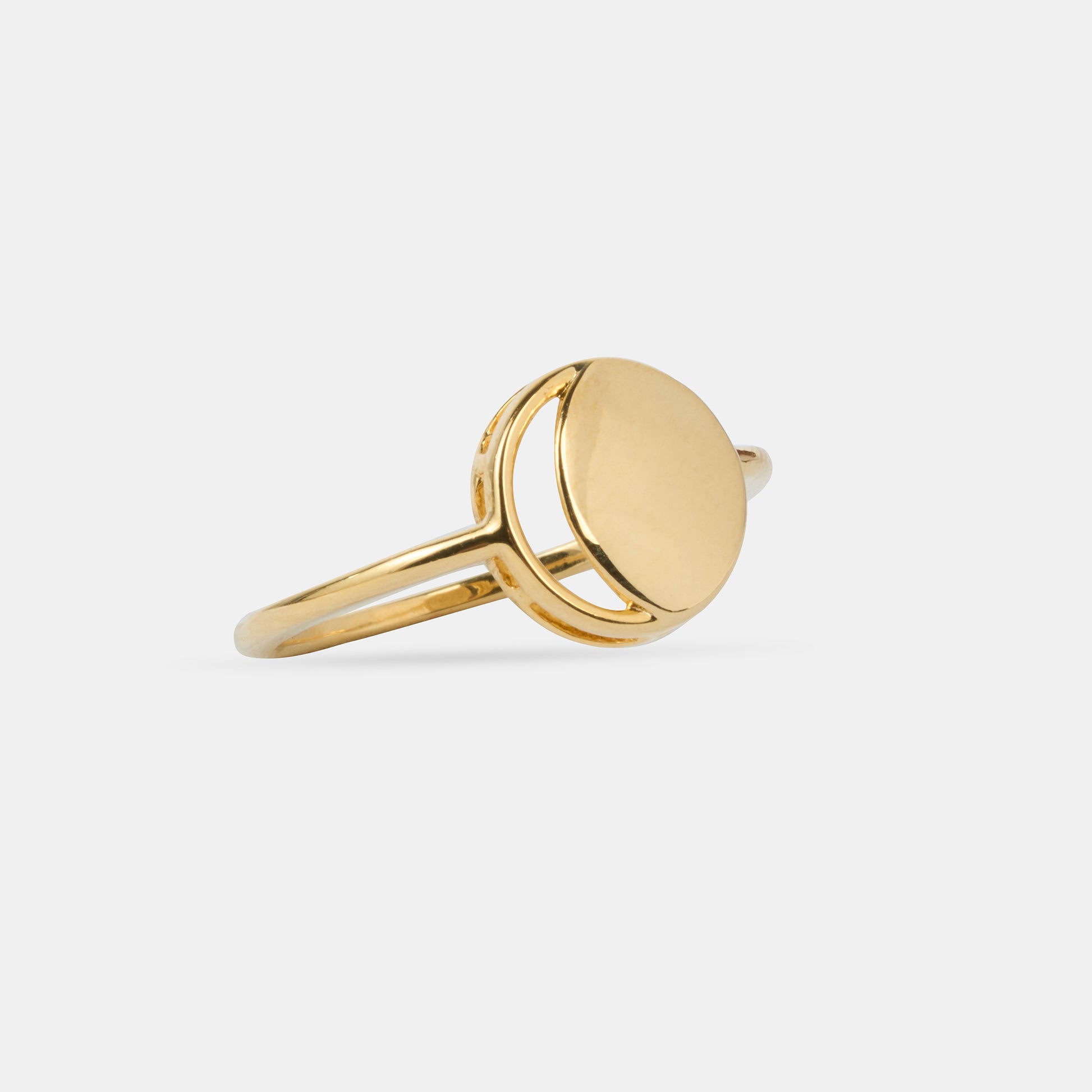 Waning Crescent Ring in 92.5 Sterling Silver and high gold polish