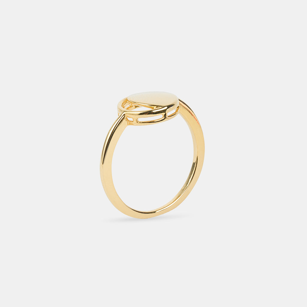 Waning Crescent Ring in 92.5 Sterling Silver and high gold polish