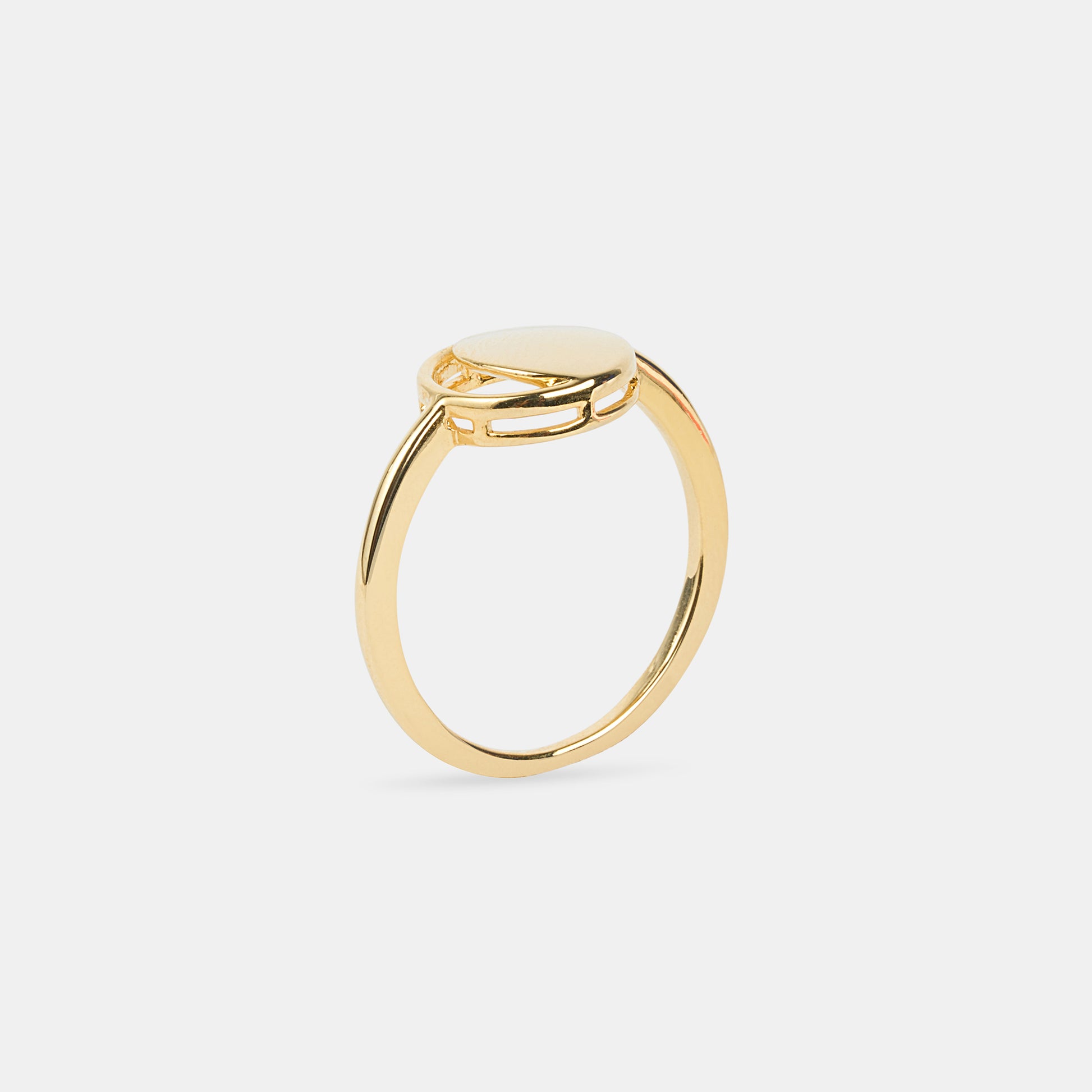 Waning Crescent Ring in 92.5 Sterling Silver and high gold polish