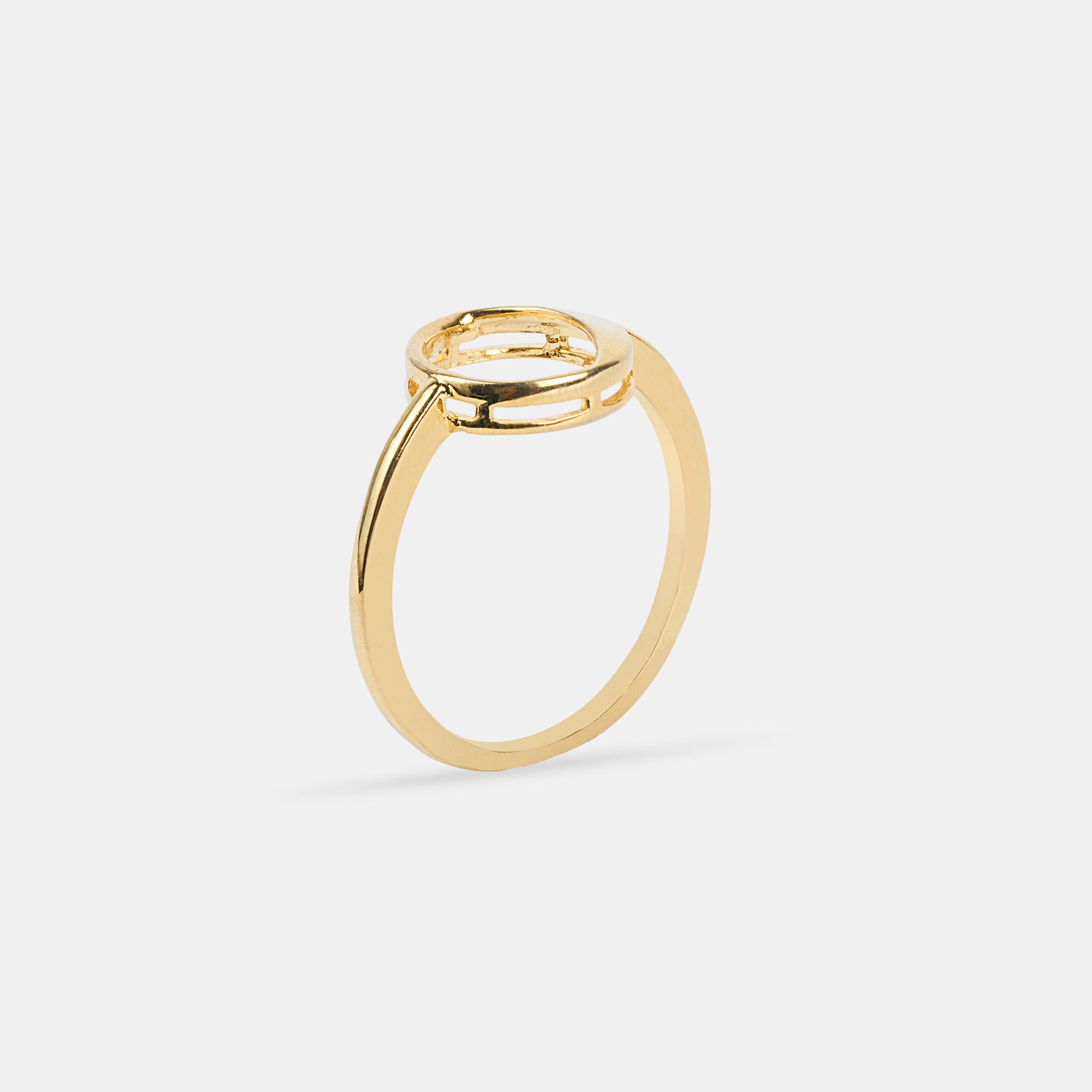 Waning Gibbous Ring in 92.5 sterling silver and gold polish 