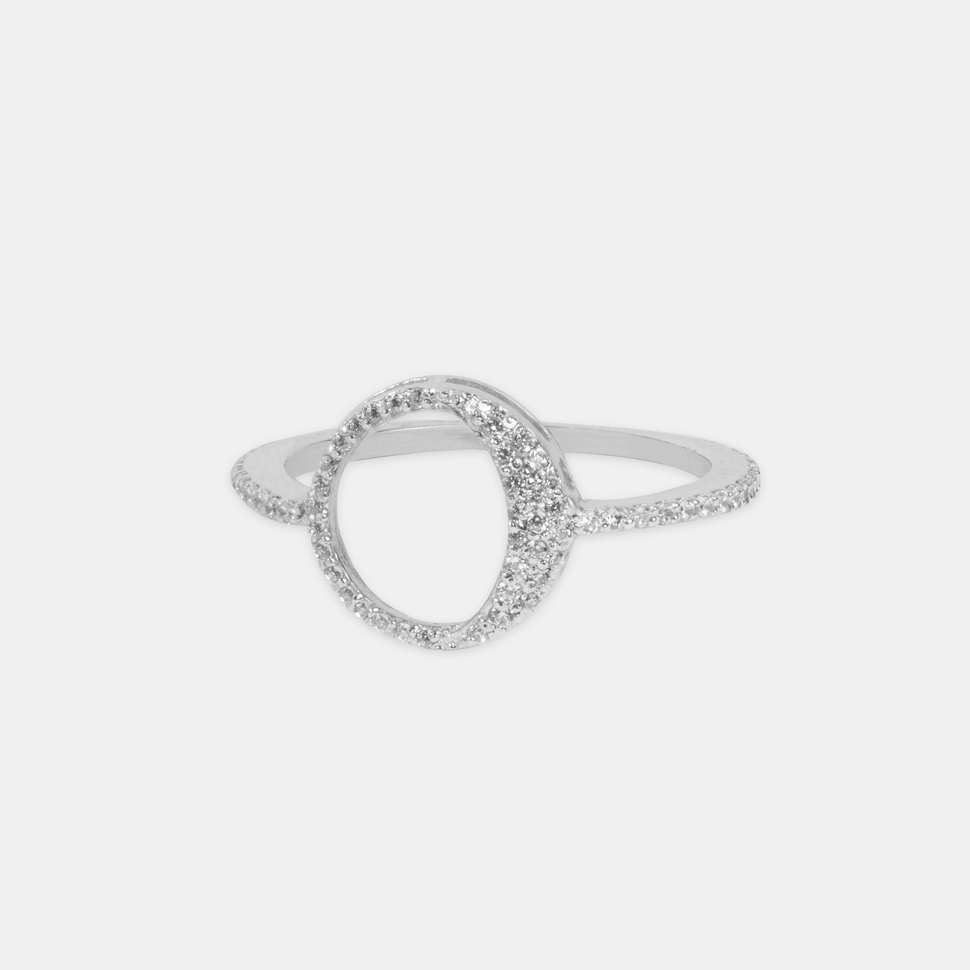 waning gibbous phase design, crafted from sterling silver with a high polish finish, featuring American diamonds.