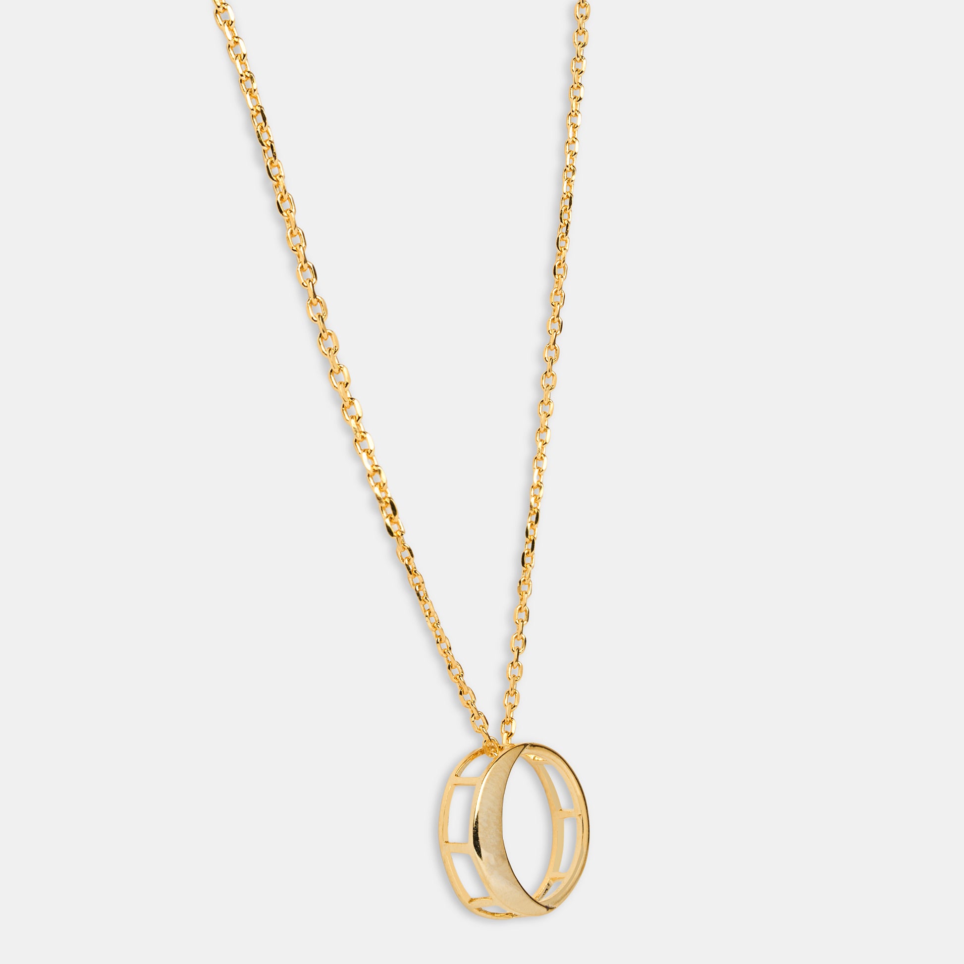 Waxing Gibbous Pendant in 92.5 sterling silver and gold polish with american diamonds