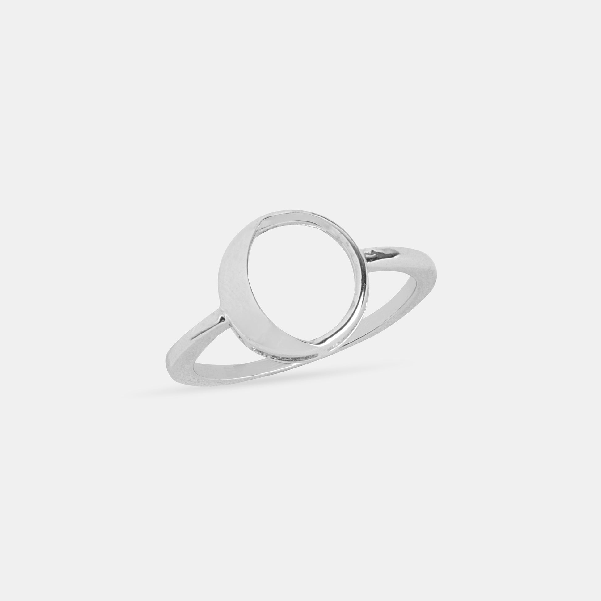 ring with a waxing gibbous phase design, crafted from sterling silver with a high polish finish