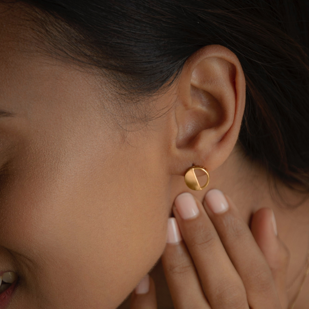 First Quarter Earrings in 92.5 Sterling Silver and high gold polish