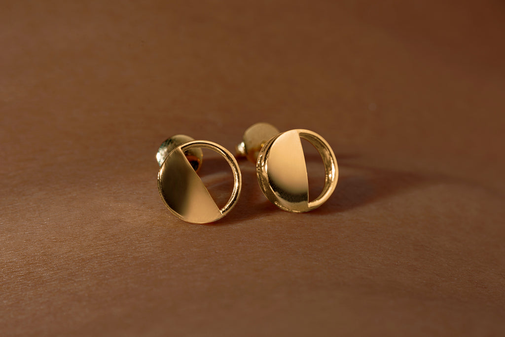 First Quarter Earrings in 92.5 Sterling Silver and high gold polish