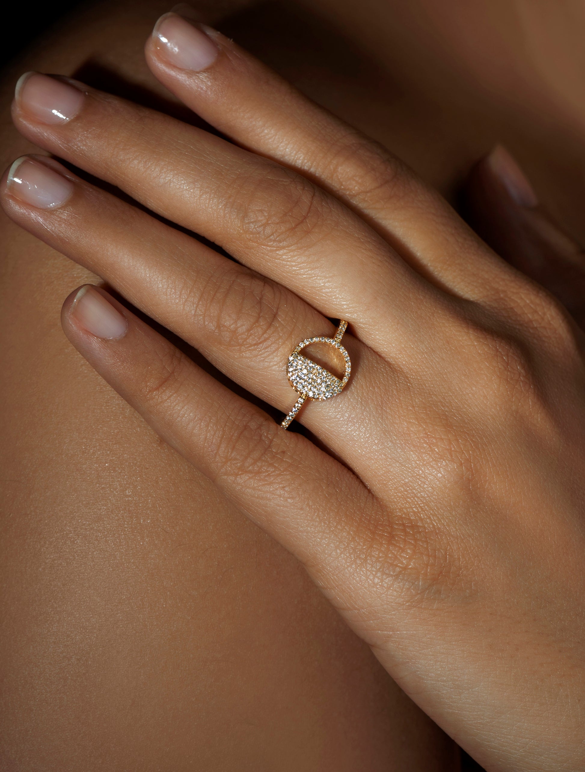 First Quarter Ring in 92.5 Sterling Silver and high gold polish, featuring american diamonds