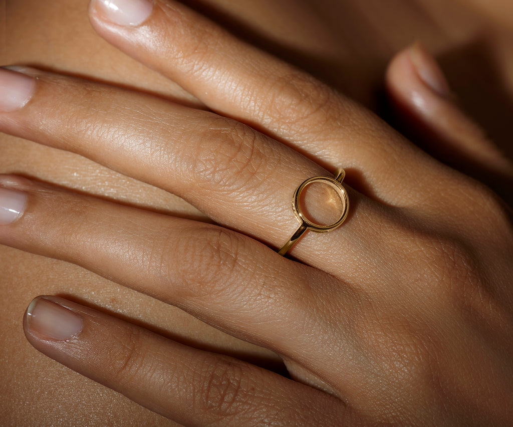 Full Moon Ring in 92.5 sterling silver and gold polish