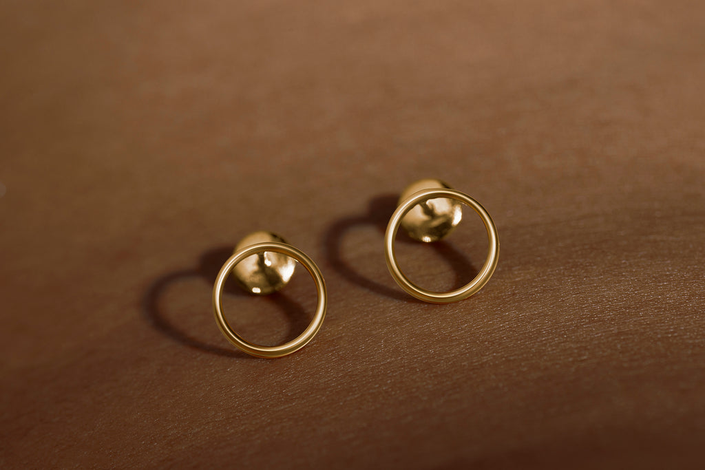 Full Moon Earrings in 92.5 sterling silver and gold polish 