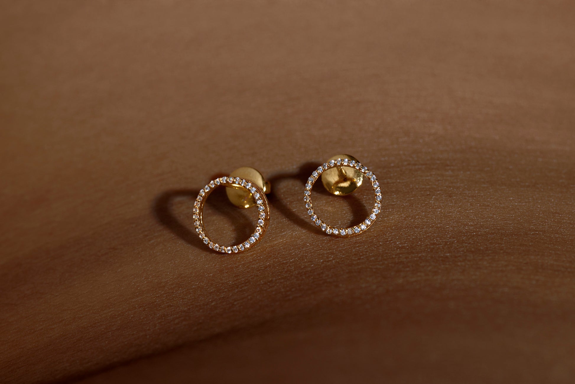 Full Moon Earrings in 92.5 sterling silver and gold polish with american diamonds
