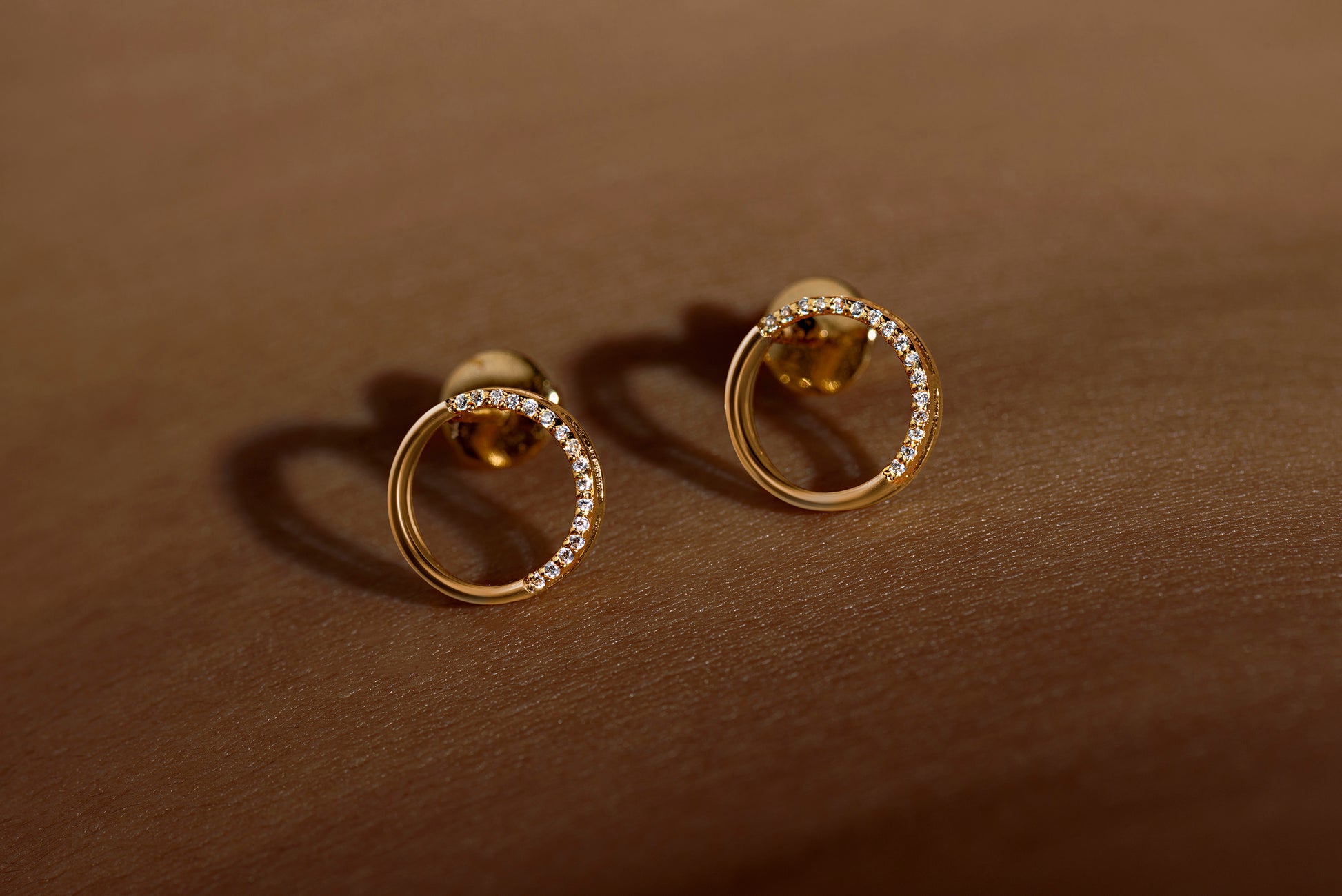 Full Moon Earrings in 92.5 sterling silver and gold polish with american diamonds