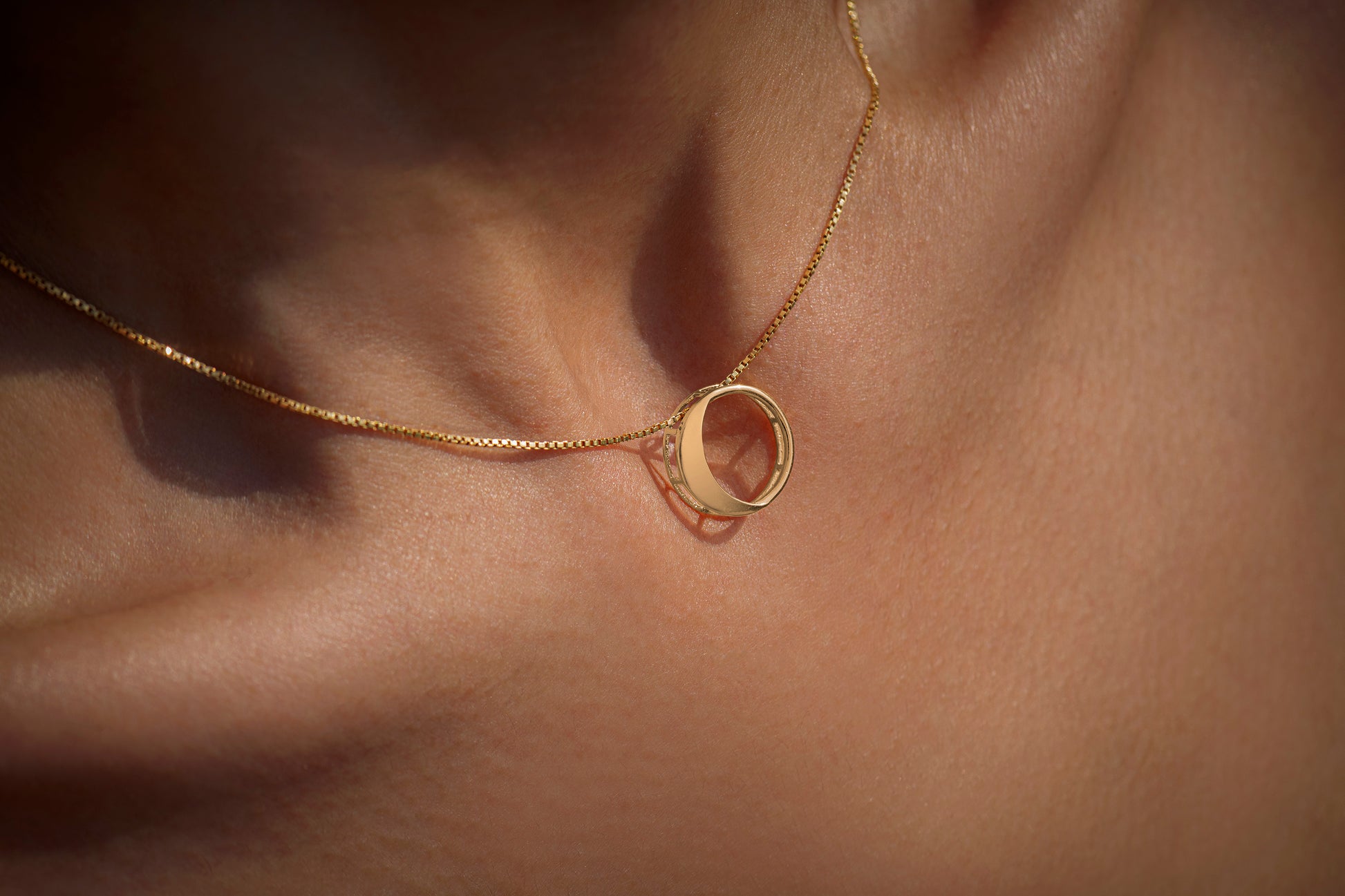 Waxing Gibbous Pendant in 92.5 sterling silver and gold polish 